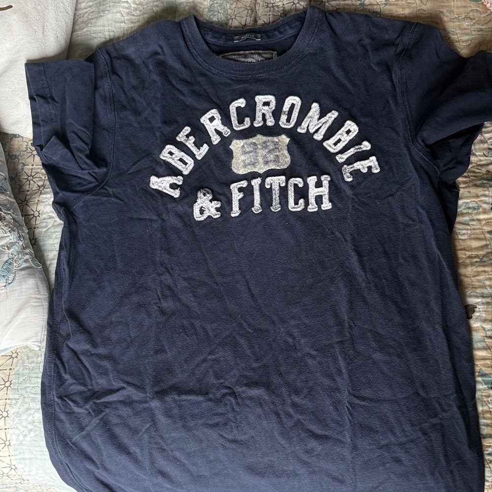 Abercrombie & Fitch Dark Blue Tee with White Logo